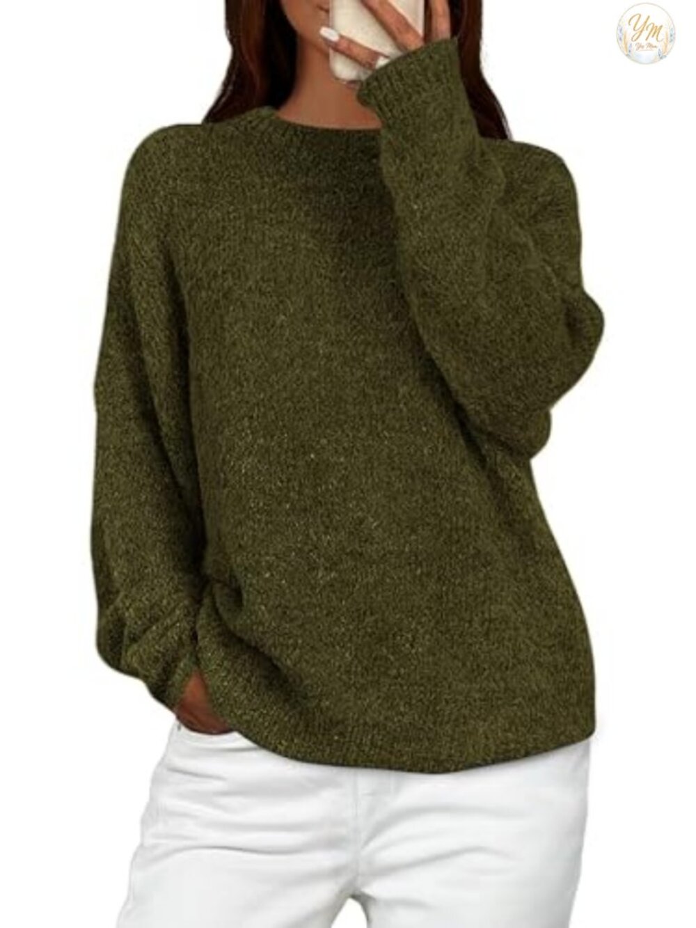 Oversized Long Sleeve Crew Neck Chunky Knit Pullover Sweater